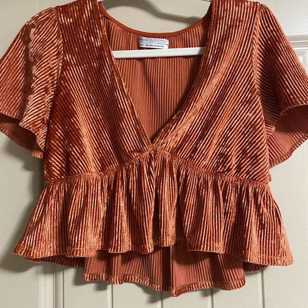 Urban Outfitters Rust Pleated Women's Top